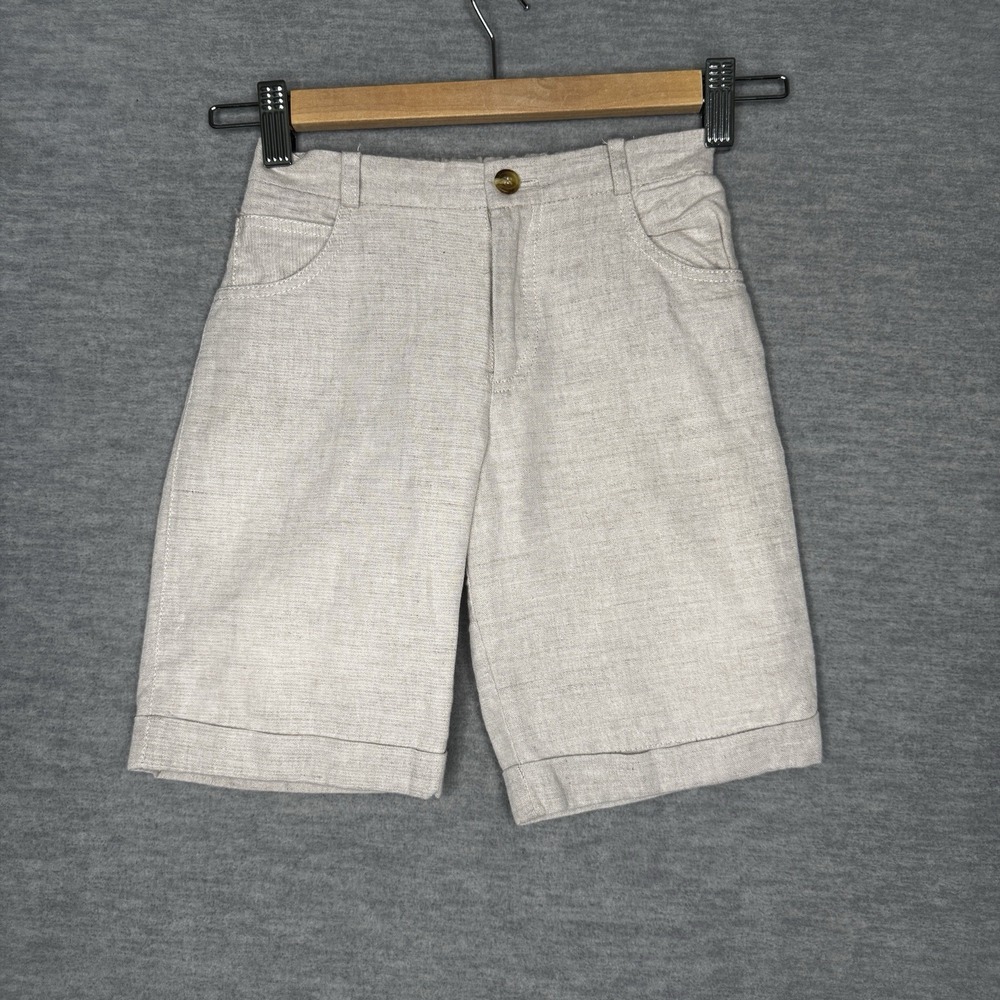 SARAH LOUISE ENGLAND BOYS LONG LINEN SHORTS Size 6 Beach Coastal Heirloom Tan